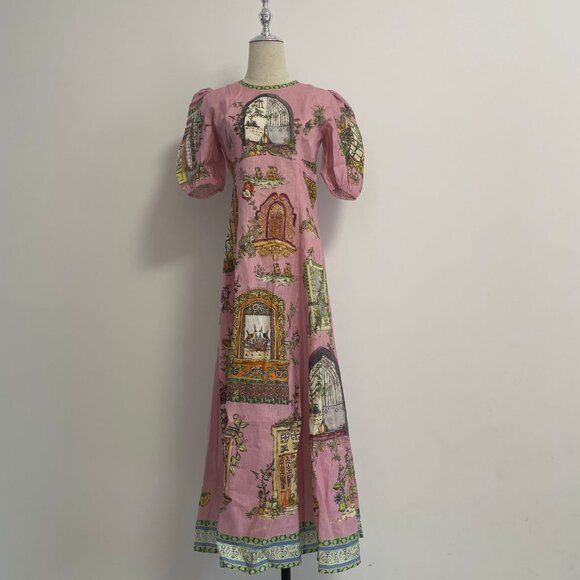 Alemais Monte Midi Dress Pink Print - Picture 6 of 16